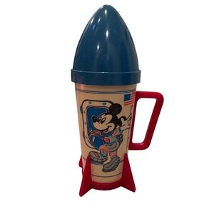 Vintage Mickey Mouse Astronaut Rocket Ship Sippy Cup Walt Disney Productions 60s